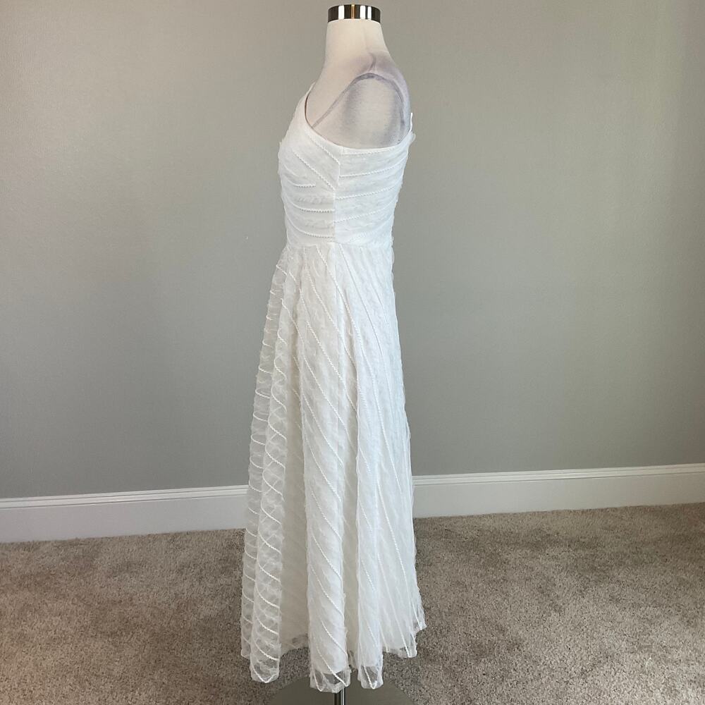 AQUA White Embroidered Lace One Shoulder A-Line Midi Cocktail Dress Size 4 - Picture 6 of 11